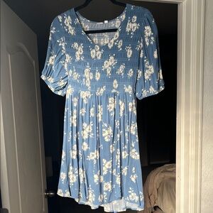 Gap Smocked Puff Sleeve Mini Dress